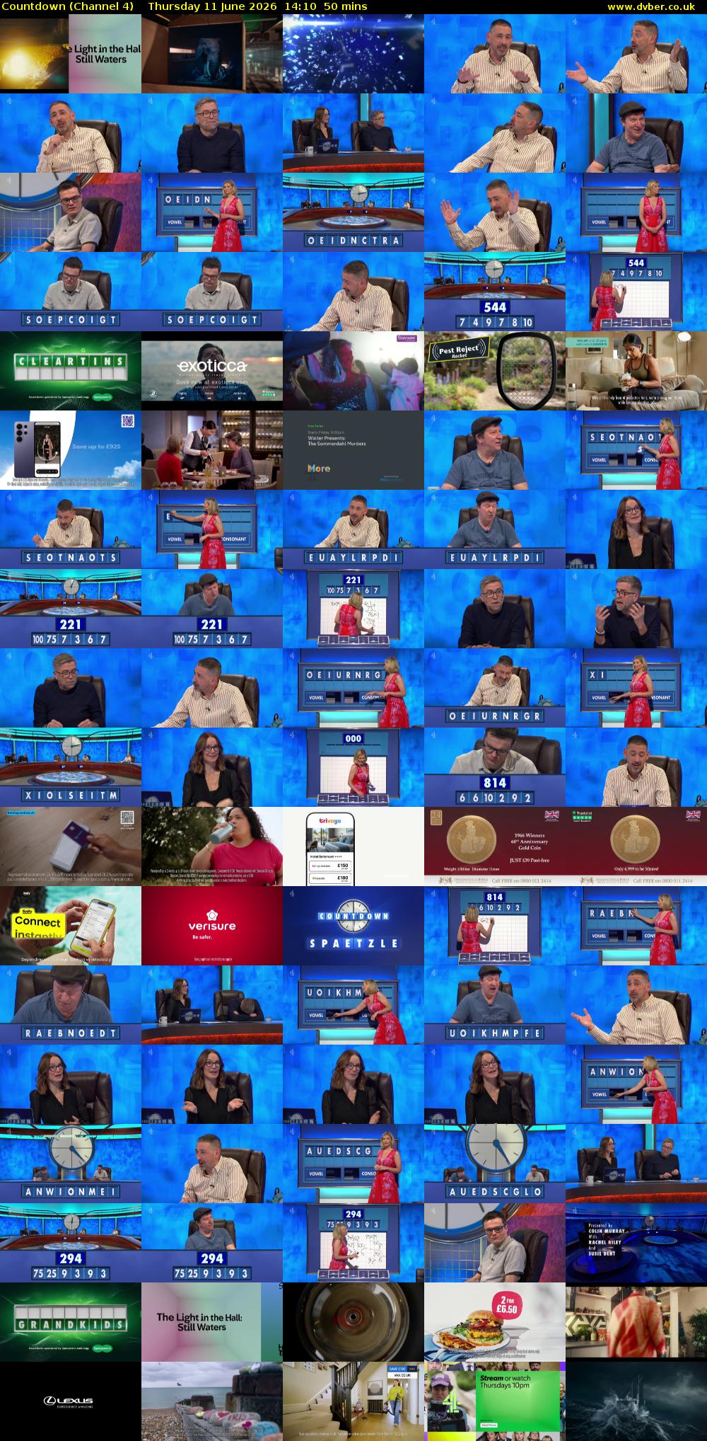 Countdown (Channel 4) Thursday 11 June 2026 14:10 - 15:00