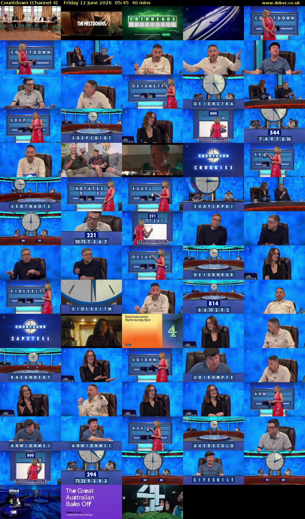 Countdown (Channel 4) Friday 12 June 2026 05:45 - 06:25