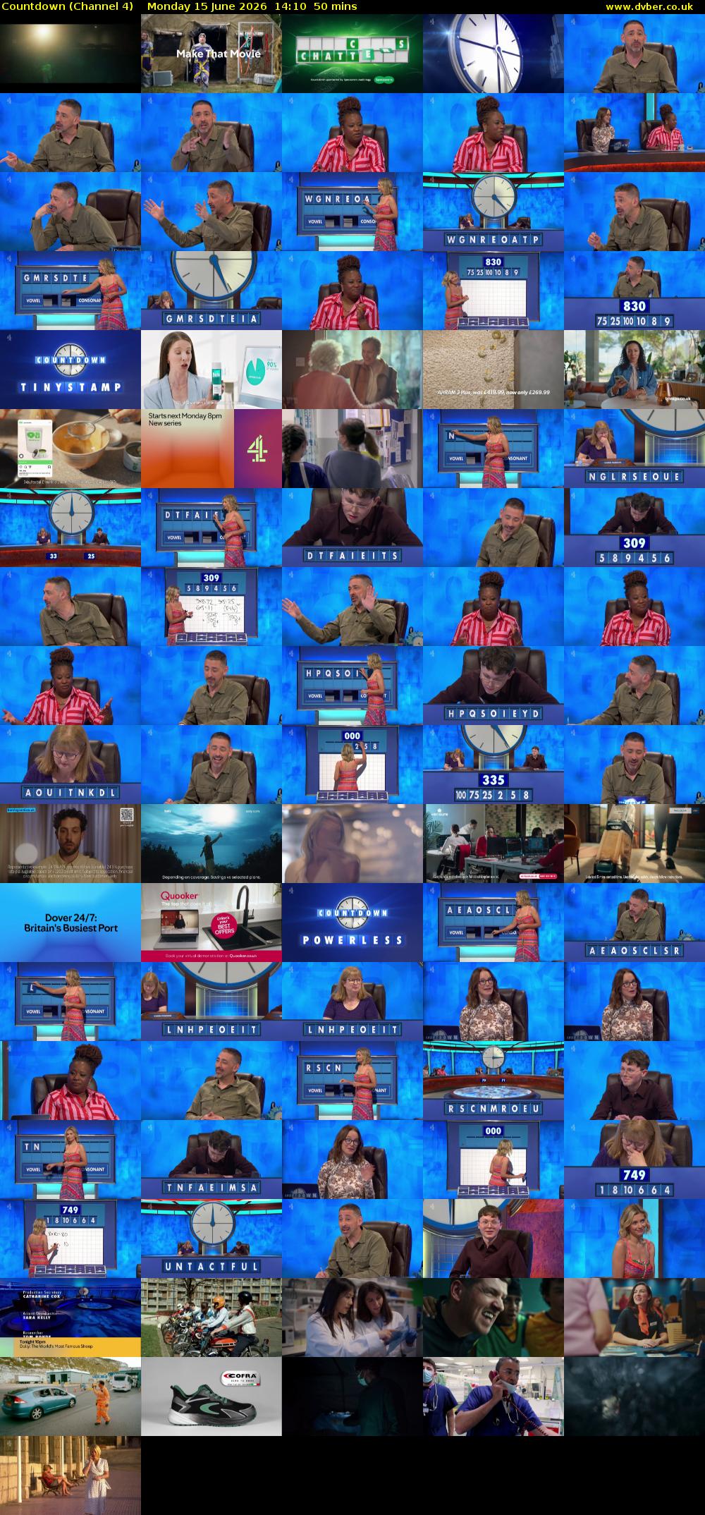 Countdown (Channel 4) Monday 15 June 2026 14:10 - 15:00