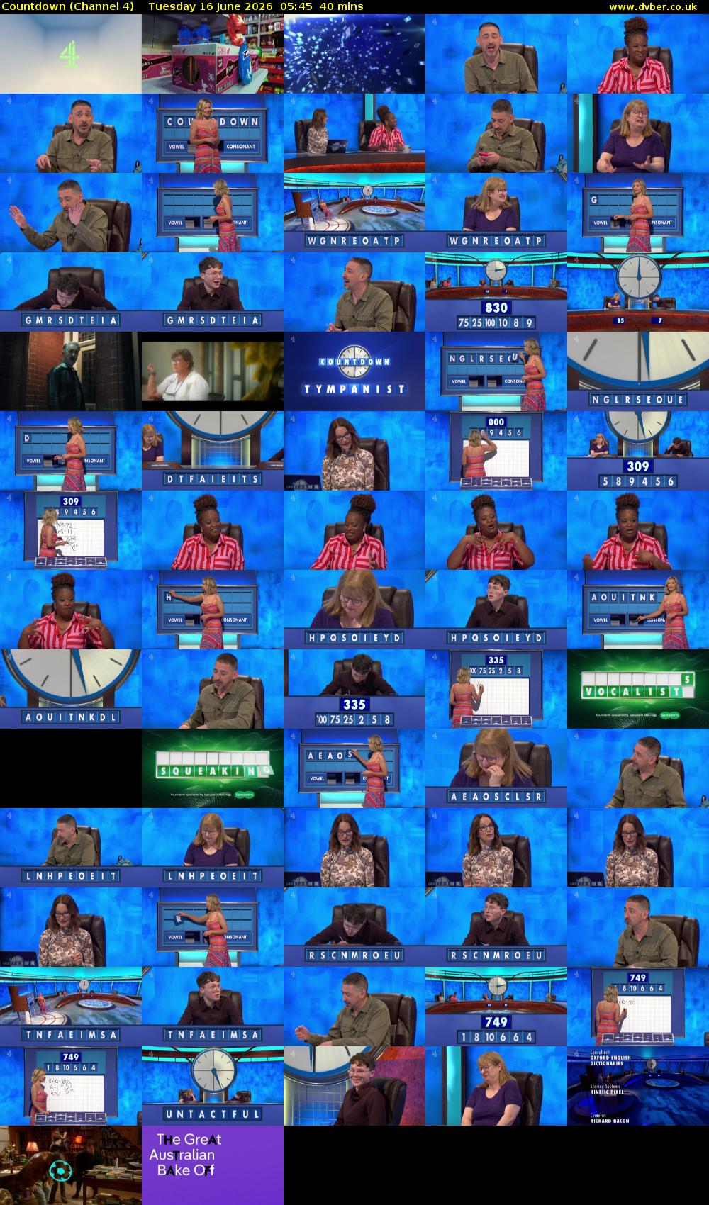 Countdown (Channel 4) Tuesday 16 June 2026 05:45 - 06:25