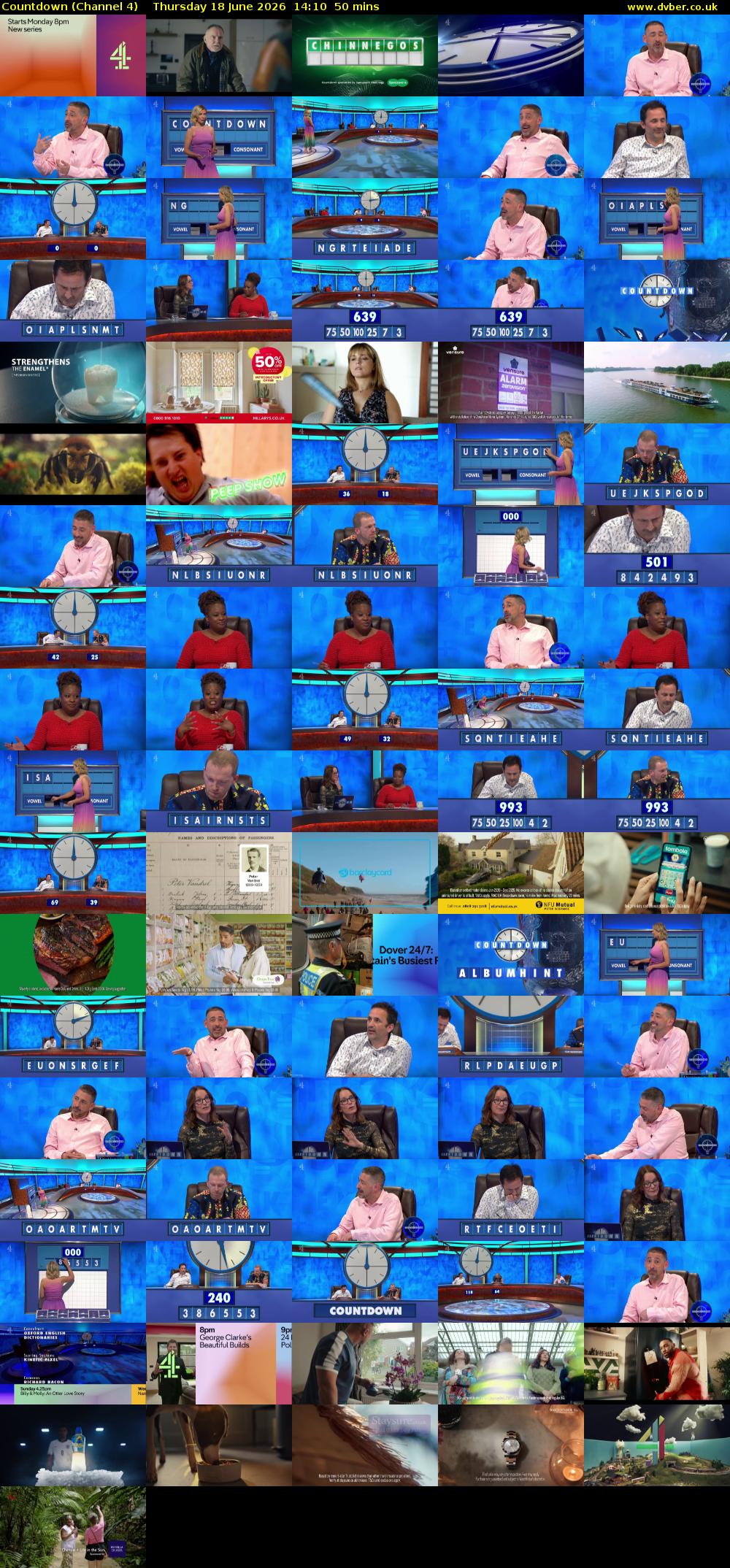 Countdown (Channel 4) Thursday 18 June 2026 14:10 - 15:00