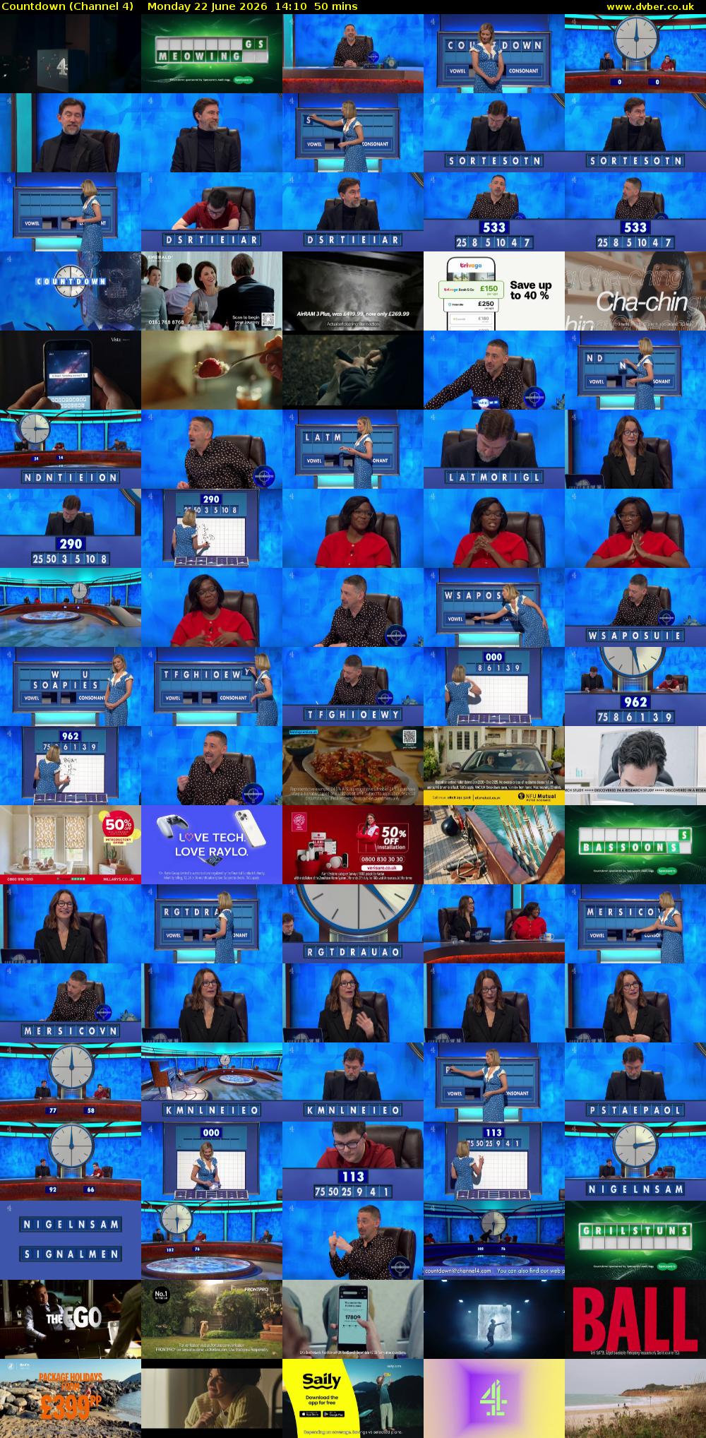 Countdown (Channel 4) Monday 22 June 2026 14:10 - 15:00