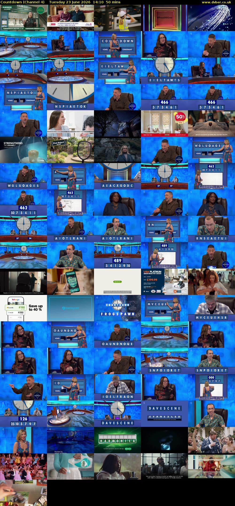Countdown (Channel 4) Tuesday 23 June 2026 14:10 - 15:00