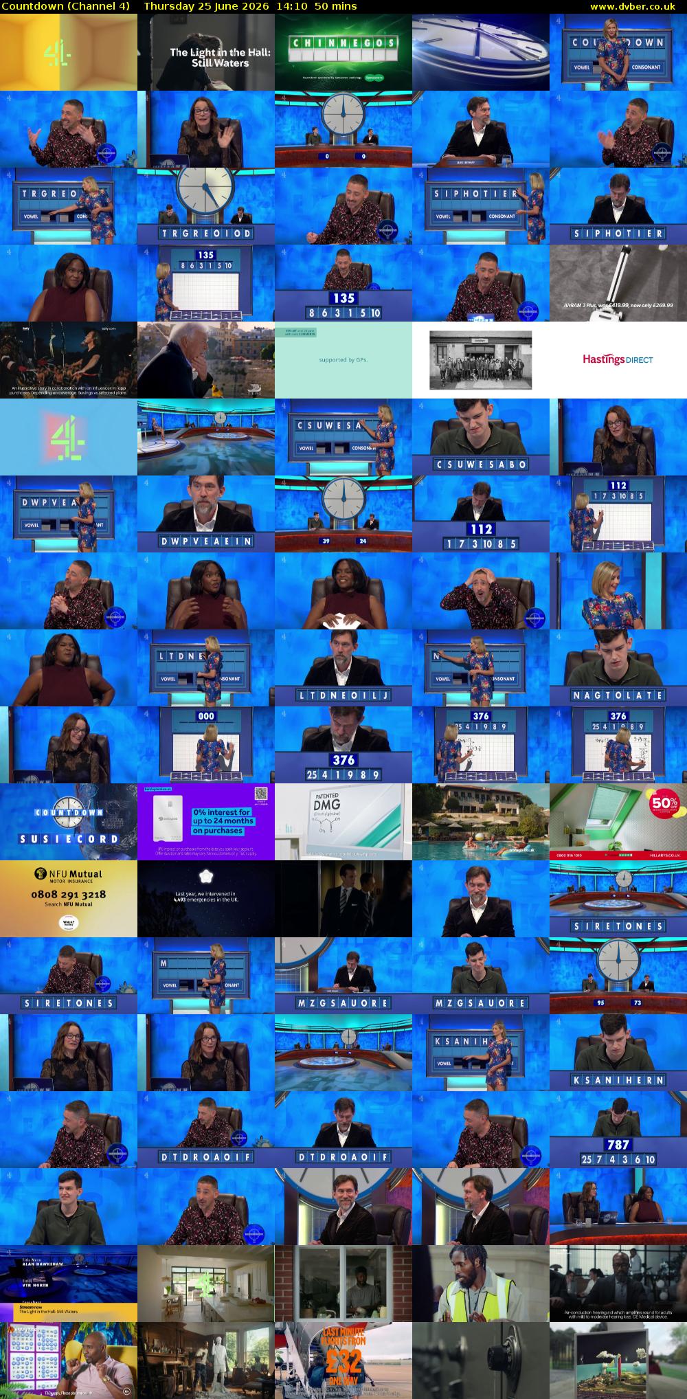Countdown (Channel 4) Thursday 25 June 2026 14:10 - 15:00