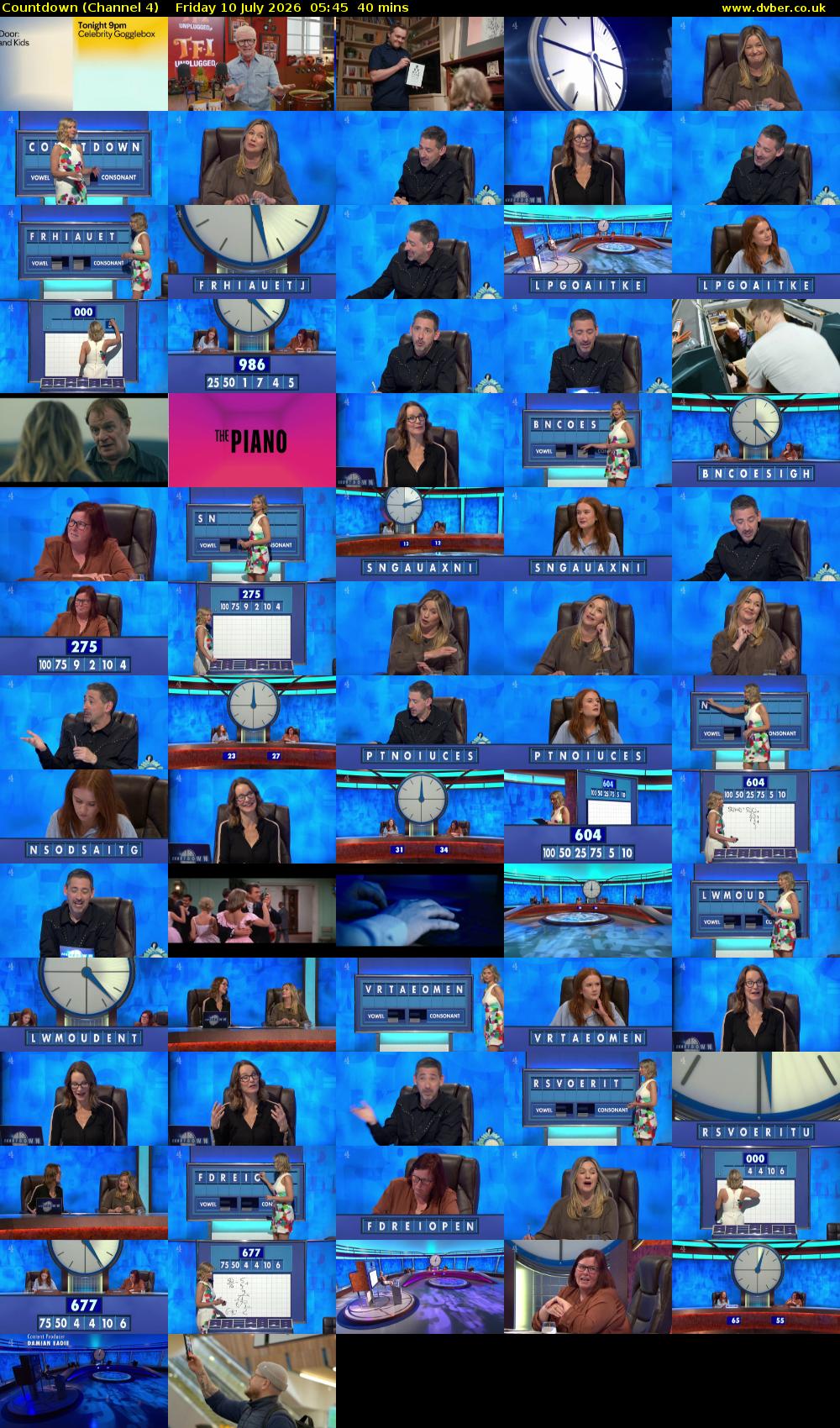 Countdown (Channel 4) Friday 10 July 2026 05:45 - 06:25