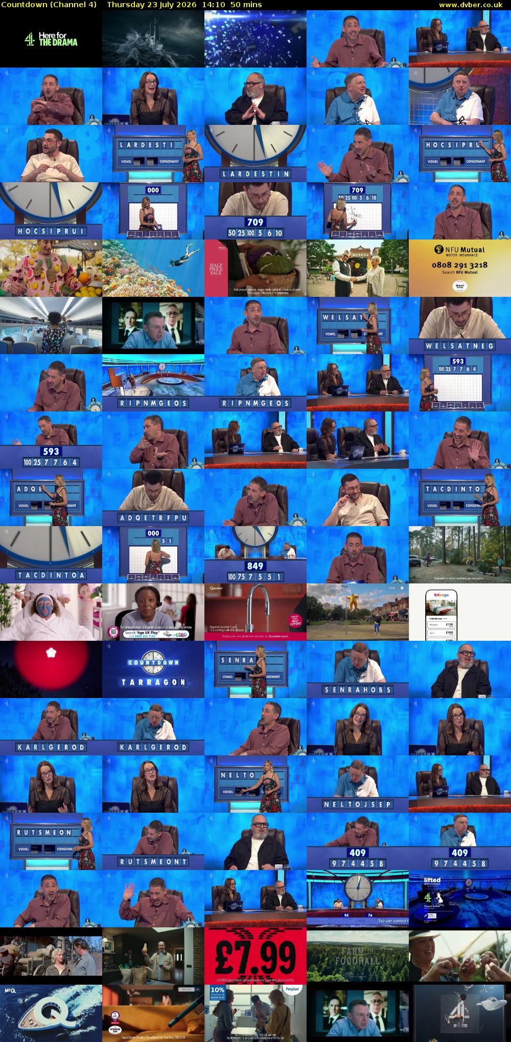 Countdown (Channel 4) Thursday 23 July 2026 14:10 - 15:00