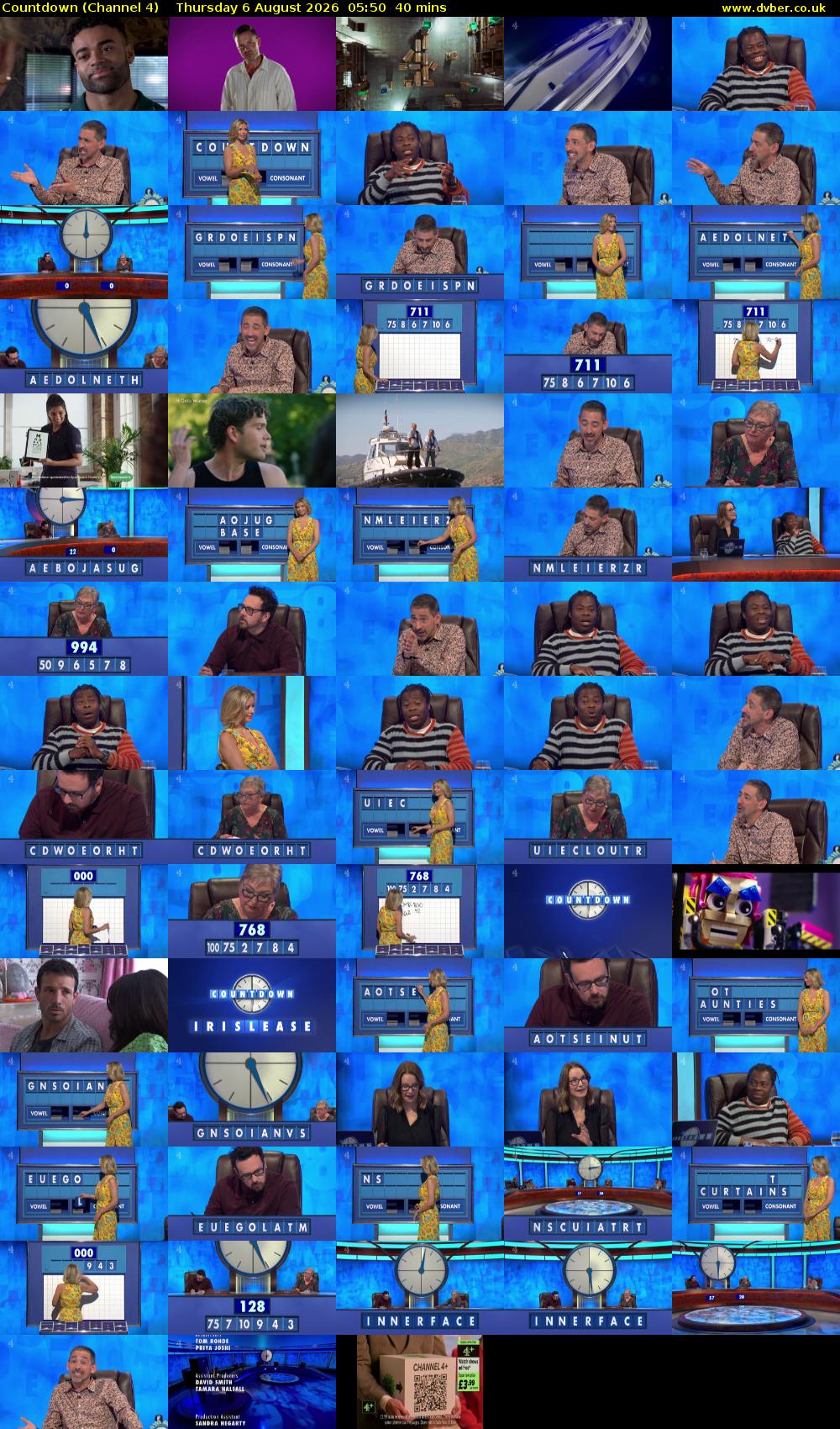 Countdown (Channel 4) Thursday 6 August 2026 05:50 - 06:30