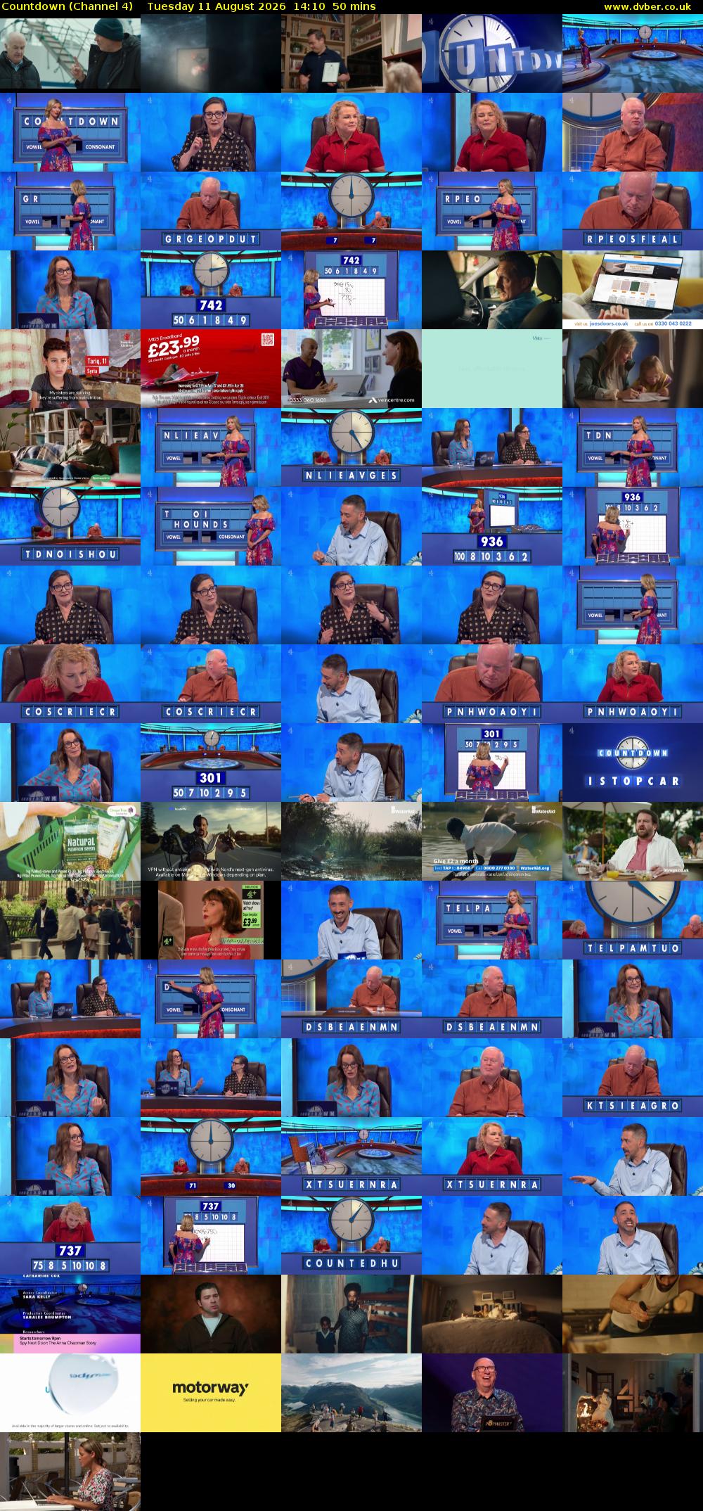 Countdown (Channel 4) Tuesday 11 August 2026 14:10 - 15:00