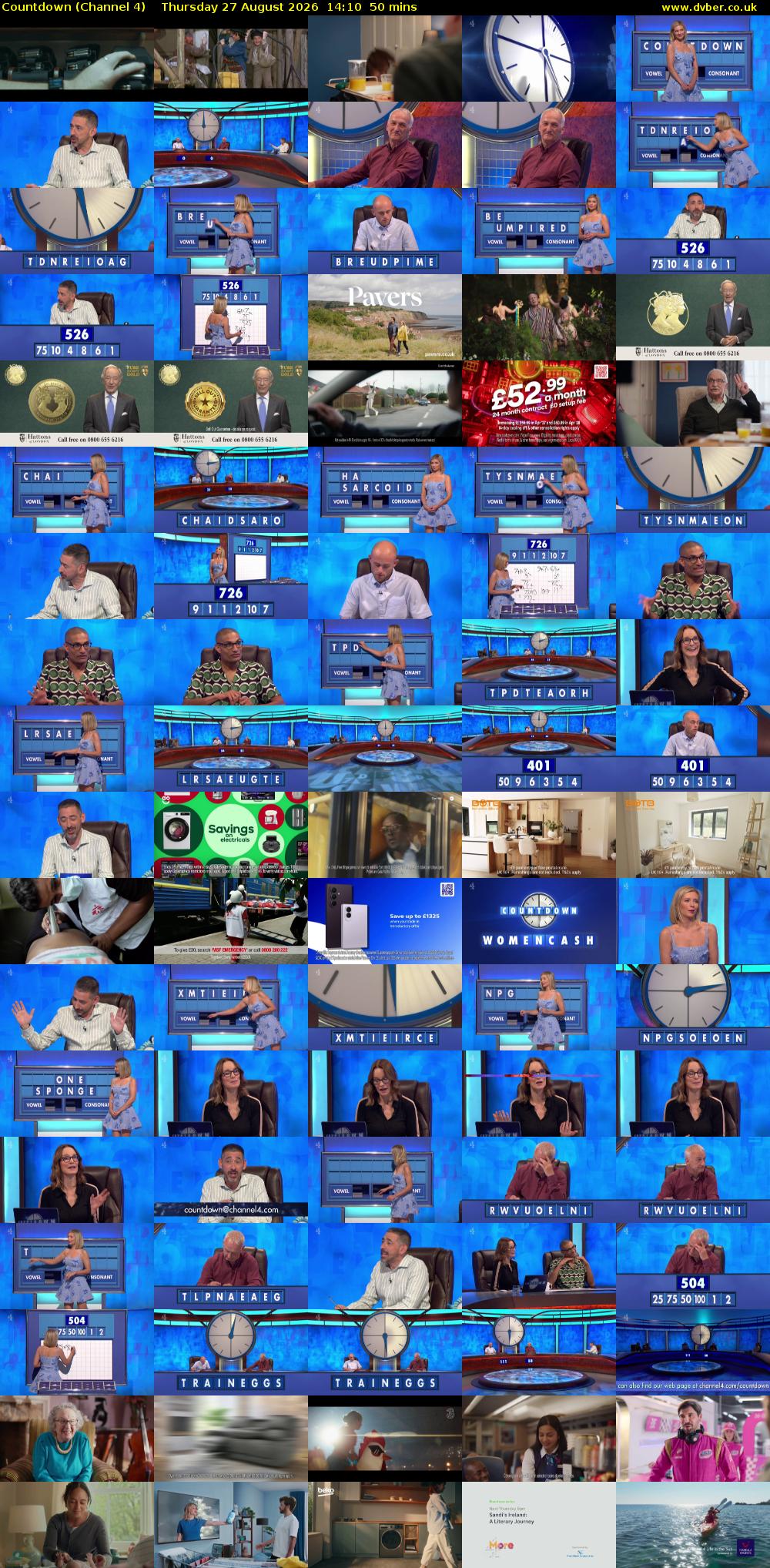 Countdown (Channel 4) Thursday 27 August 2026 14:10 - 15:00