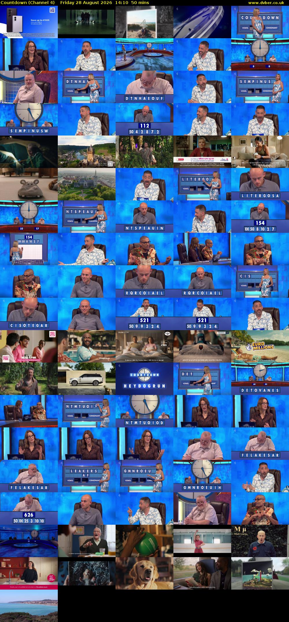 Countdown (Channel 4) Friday 28 August 2026 14:10 - 15:00