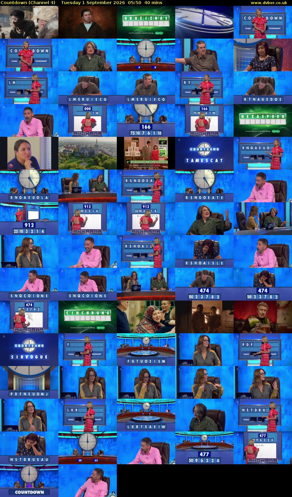 Countdown (Channel 4) Tuesday 1 September 2026 05:50 - 06:30