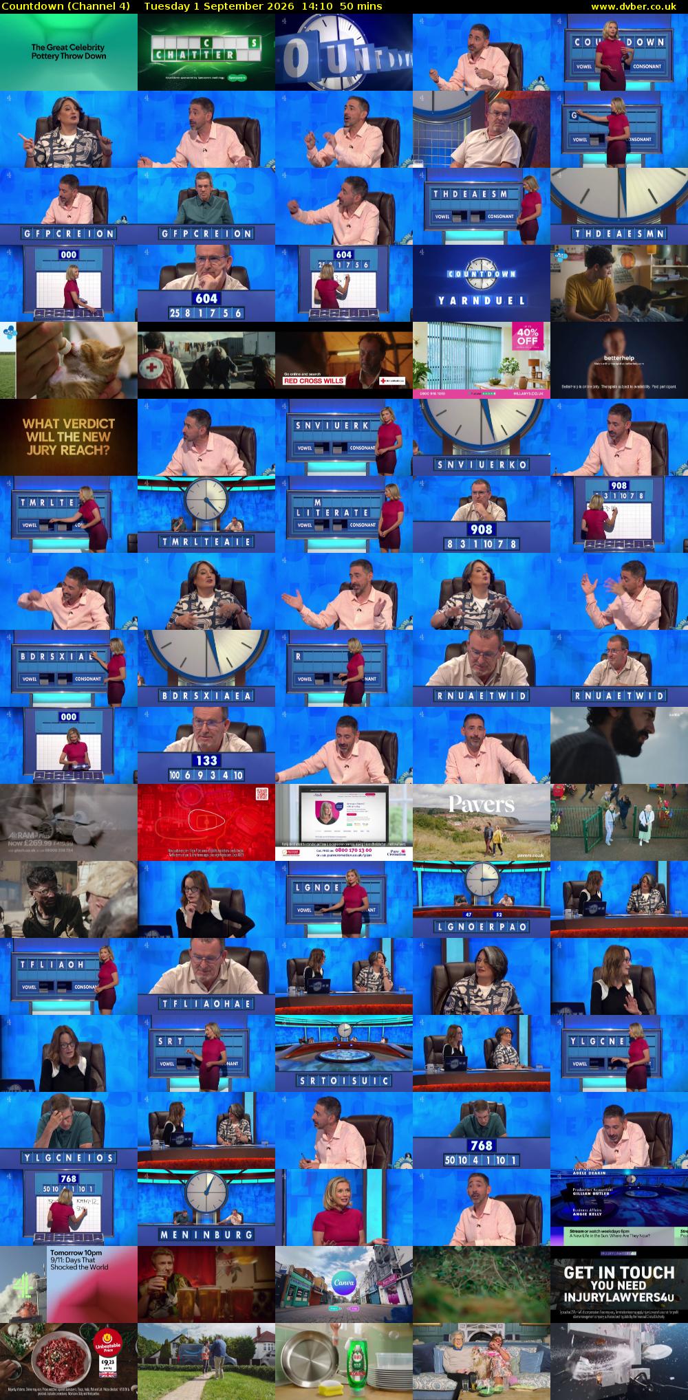 Countdown (Channel 4) Tuesday 1 September 2026 14:10 - 15:00