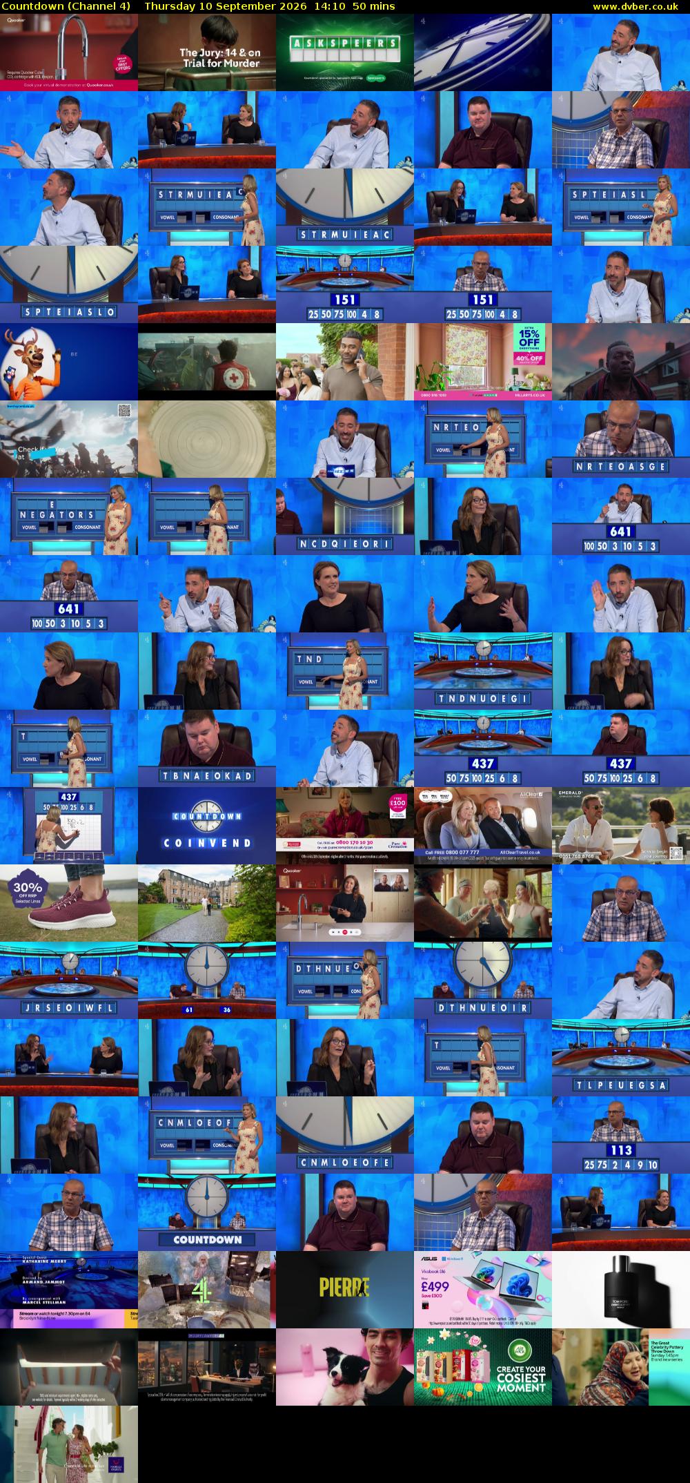 Countdown (Channel 4) Thursday 10 September 2026 14:10 - 15:00
