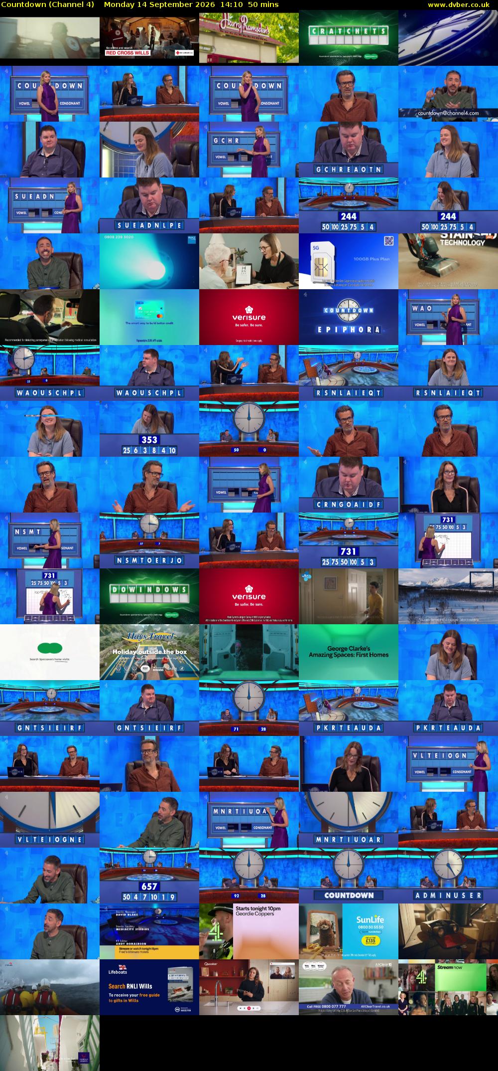 Countdown (Channel 4) Monday 14 September 2026 14:10 - 15:00