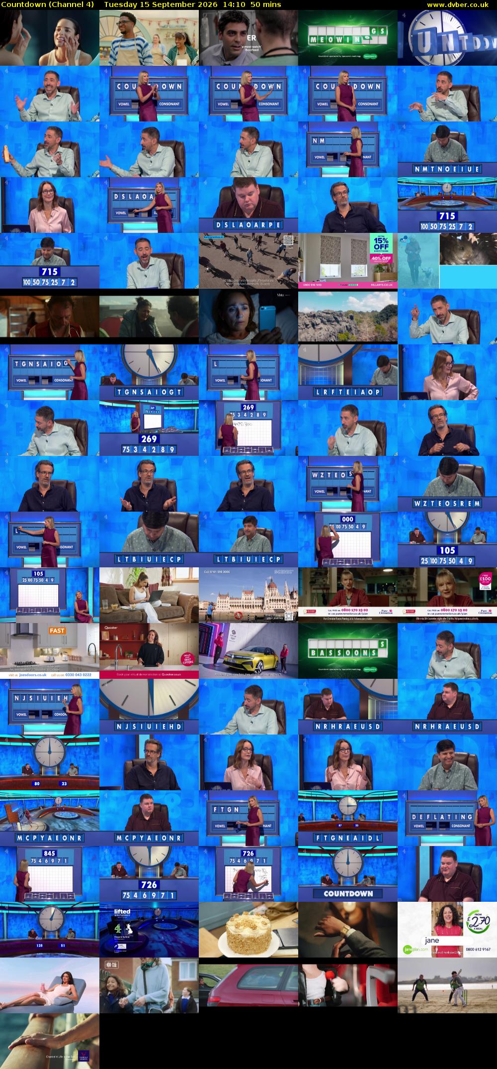 Countdown (Channel 4) Tuesday 15 September 2026 14:10 - 15:00