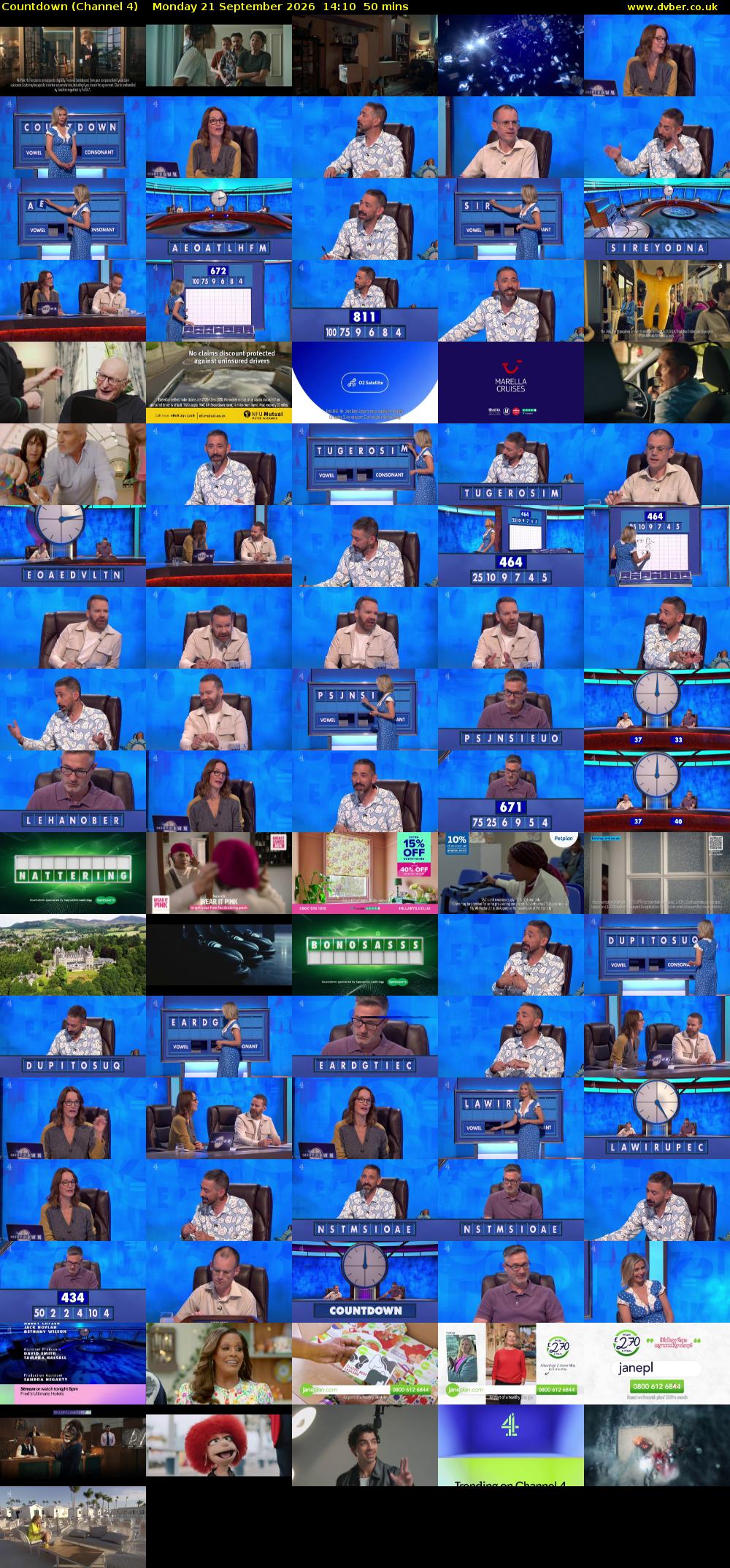 Countdown (Channel 4) Monday 21 September 2026 14:10 - 15:00