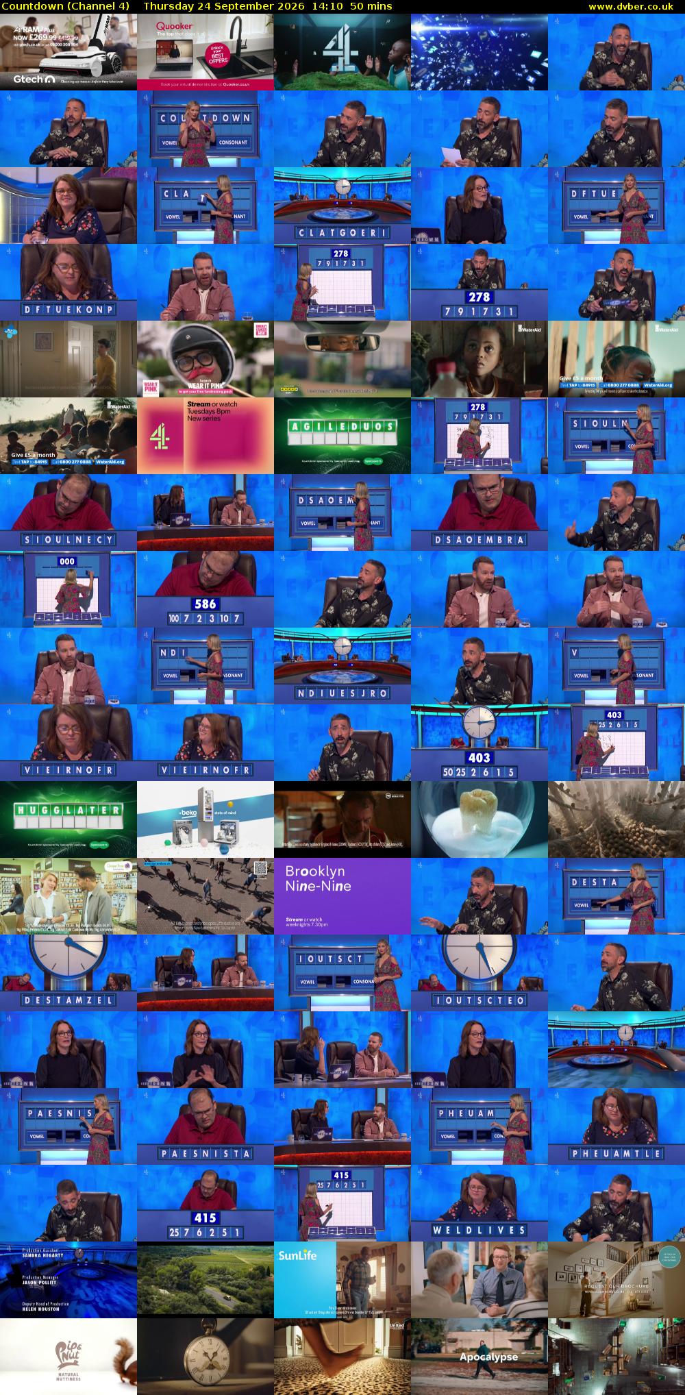 Countdown (Channel 4) Thursday 24 September 2026 14:10 - 15:00