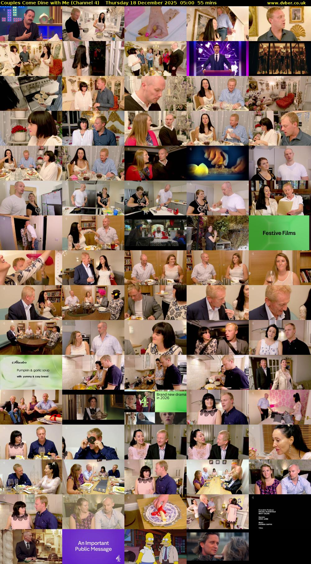 Couples Come Dine with Me (Channel 4) Thursday 18 December 2025 05:00 - 05:55