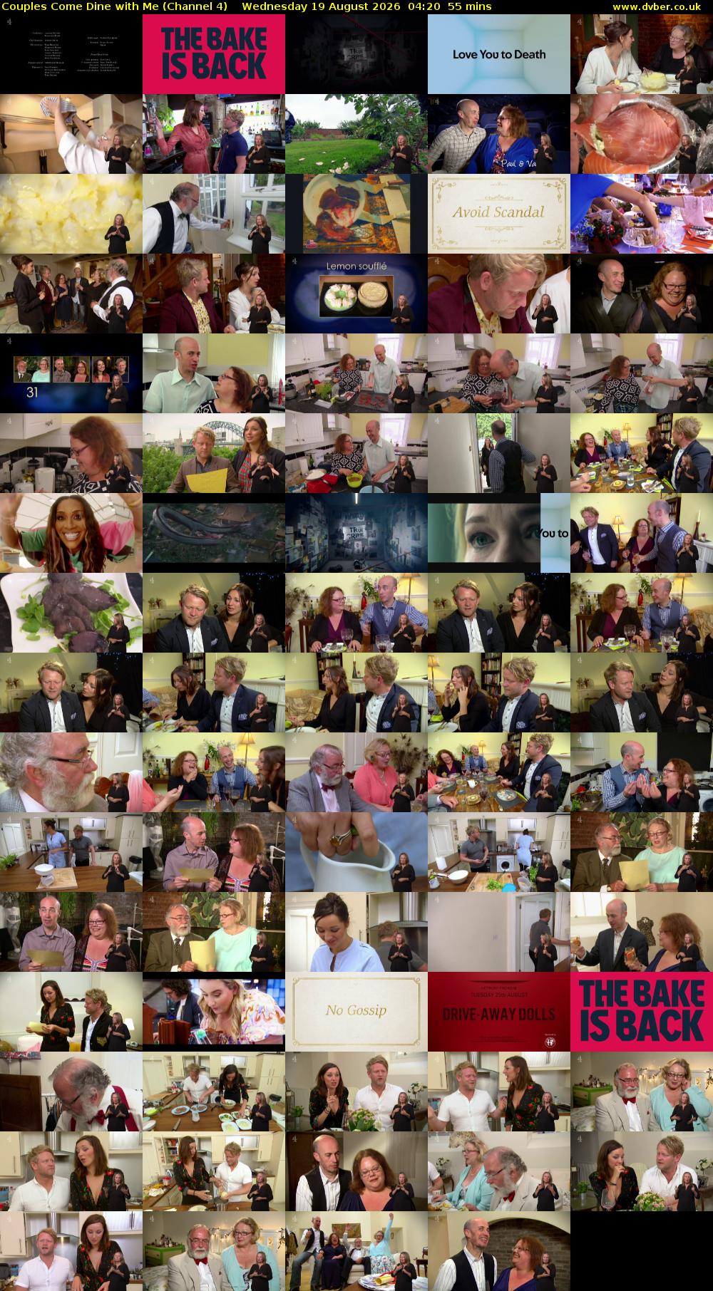 Couples Come Dine with Me (Channel 4) Wednesday 19 August 2026 04:20 - 05:15