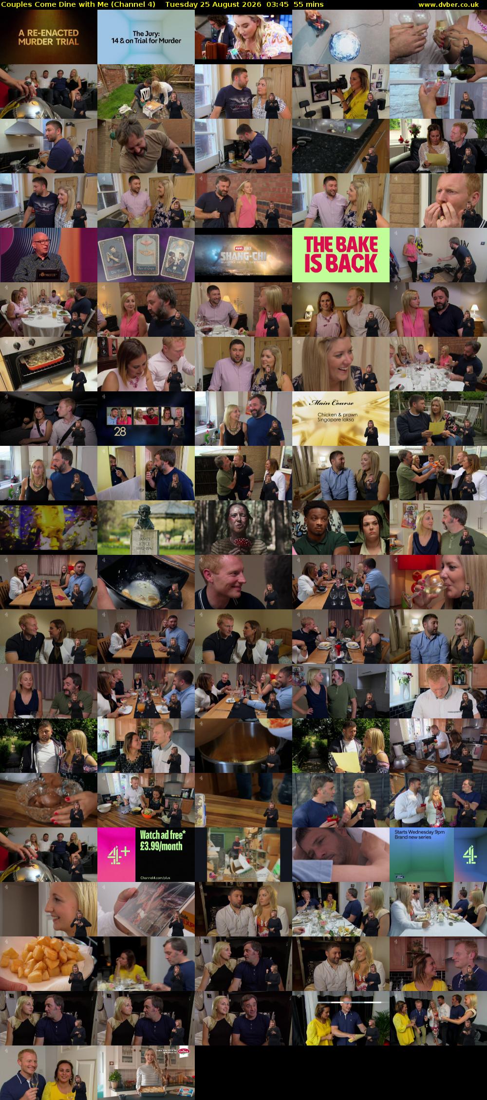 Couples Come Dine with Me (Channel 4) Tuesday 25 August 2026 03:45 - 04:40