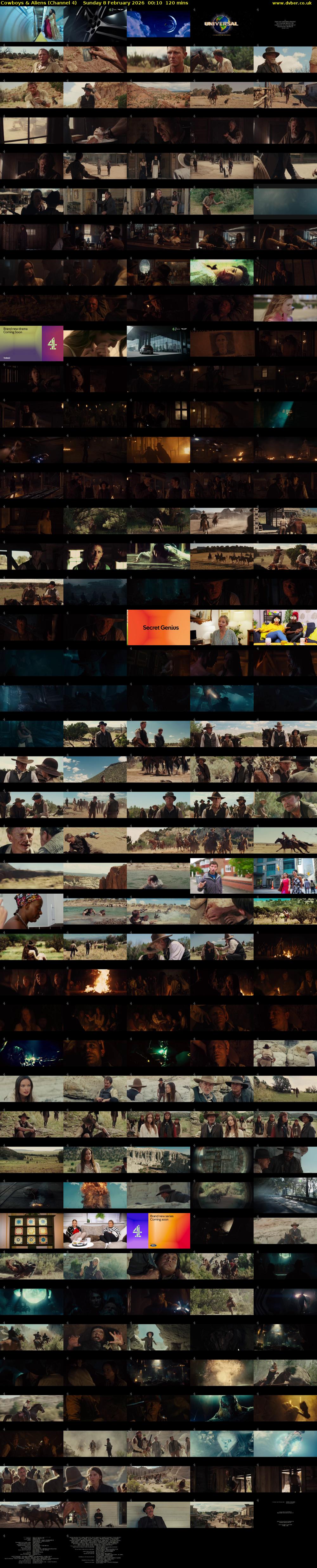 Cowboys & Aliens (Channel 4) Sunday 8 February 2026 00:10 - 02:10