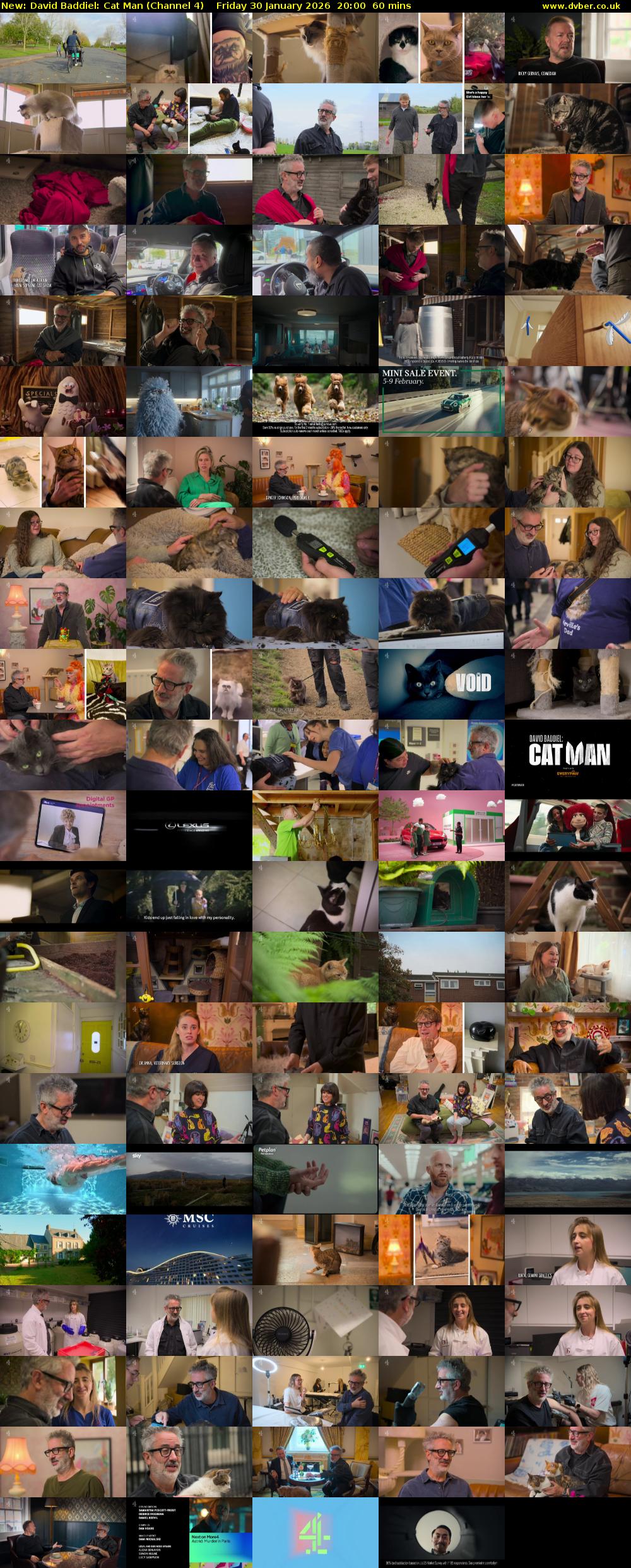 David Baddiel: Cat Man (Channel 4) Friday 30 January 2026 20:00 - 21:00