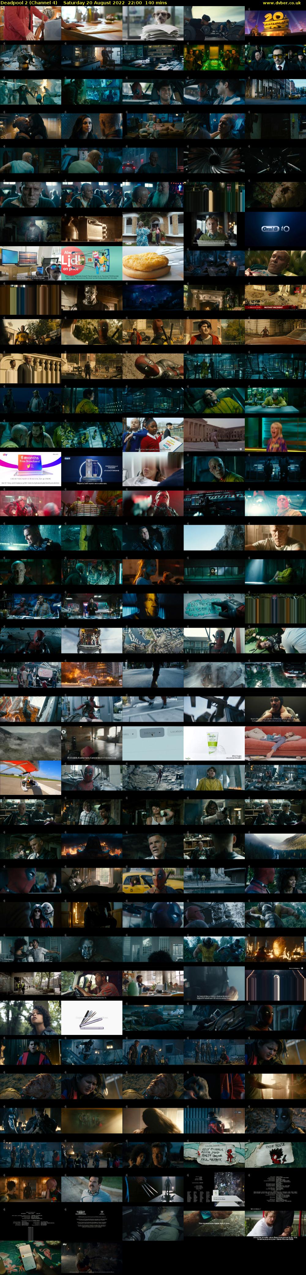 Deadpool 2 (Channel 4) Saturday 20 August 2022 22:00 - 00:20