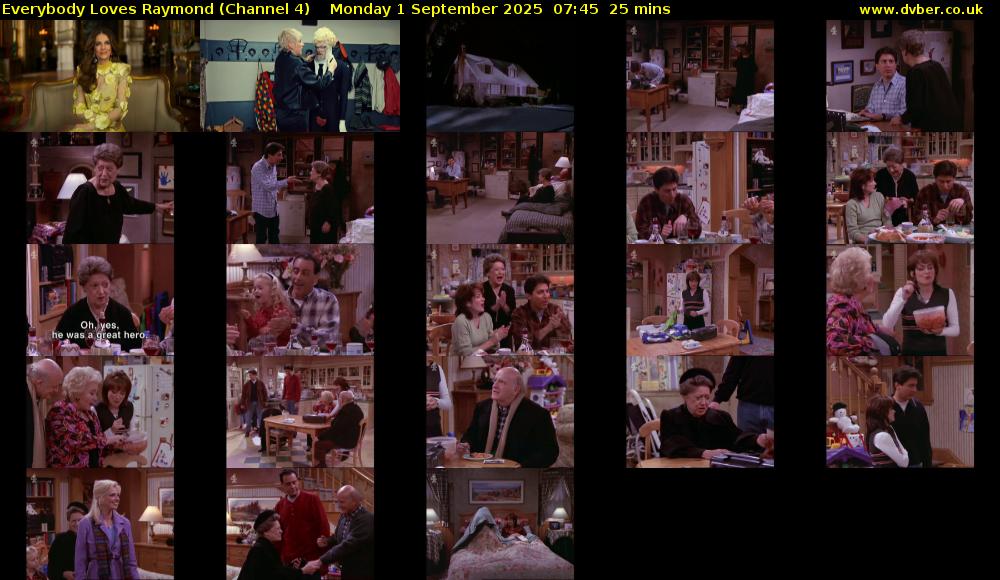 Everybody Loves Raymond (Channel 4) Monday 1 September 2025 07:45 - 08:10
