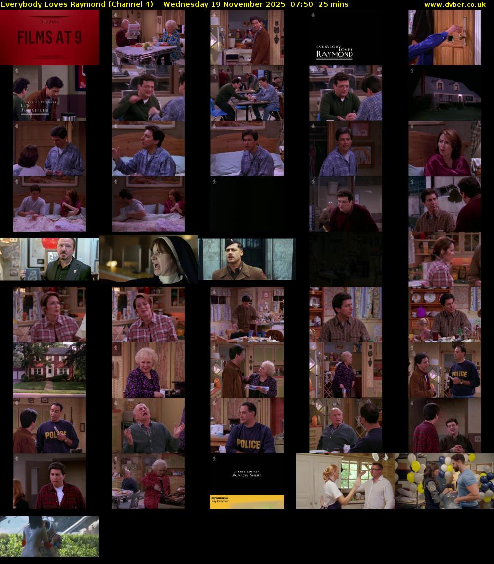 Everybody Loves Raymond (Channel 4) Wednesday 19 November 2025 07:50 - 08:15