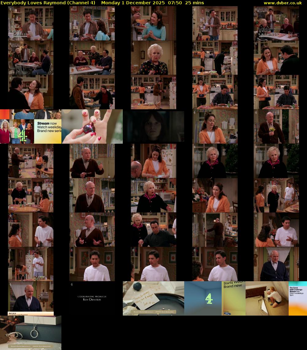 Everybody Loves Raymond (Channel 4) Monday 1 December 2025 07:50 - 08:15