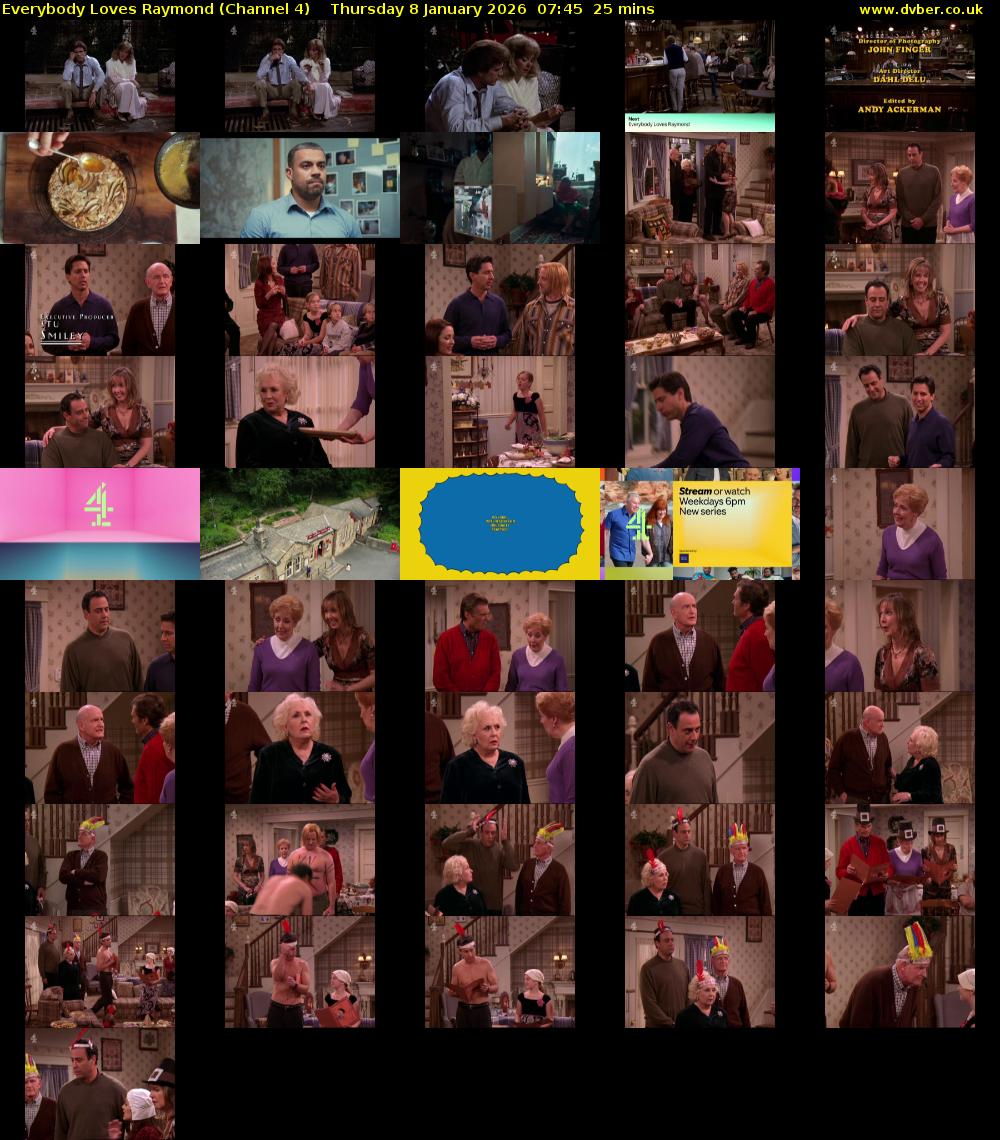 Everybody Loves Raymond (Channel 4) Thursday 8 January 2026 07:45 - 08:10