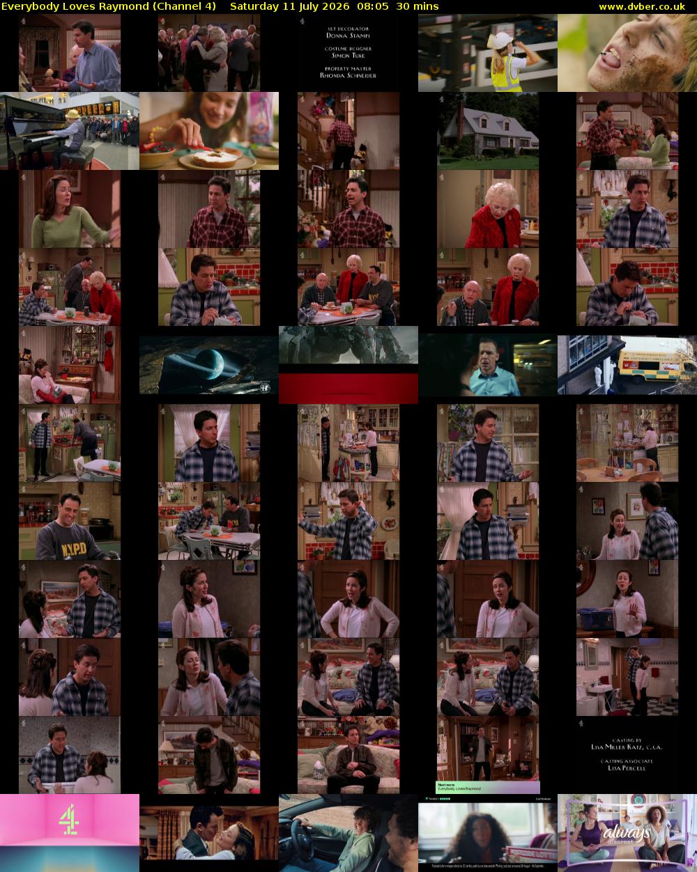 Everybody Loves Raymond (Channel 4) Saturday 11 July 2026 08:05 - 08:35
