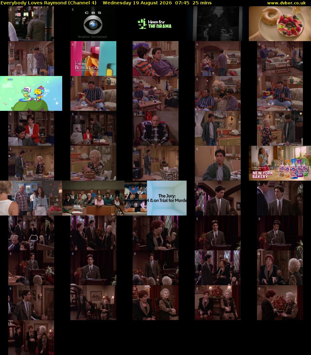 Everybody Loves Raymond (Channel 4) Wednesday 19 August 2026 07:45 - 08:10