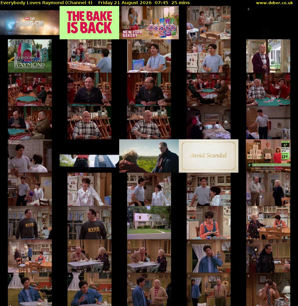 Everybody Loves Raymond (Channel 4) Friday 21 August 2026 07:45 - 08:10