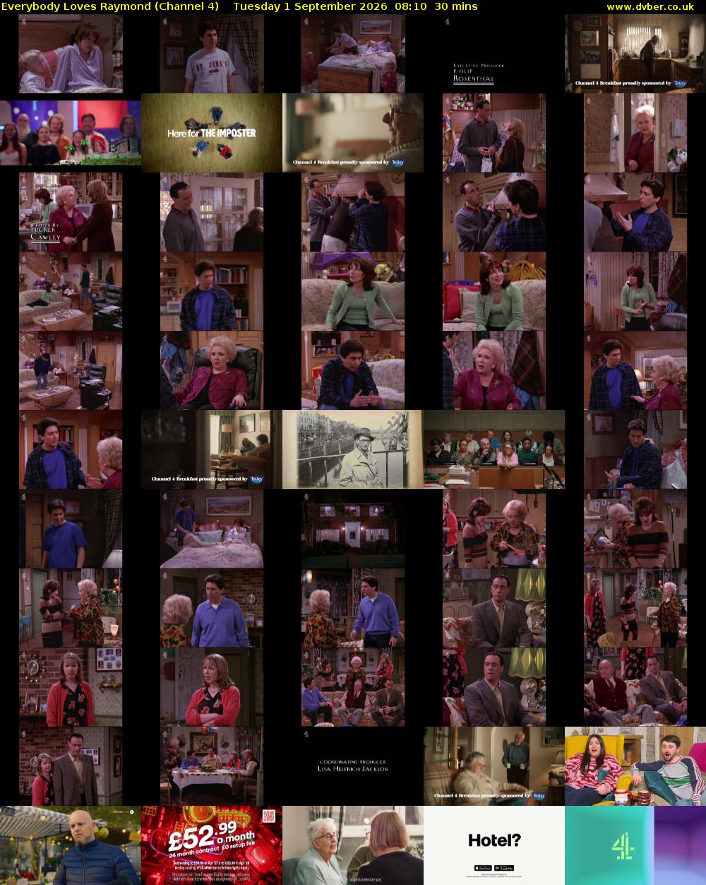 Everybody Loves Raymond (Channel 4) Tuesday 1 September 2026 08:10 - 08:40