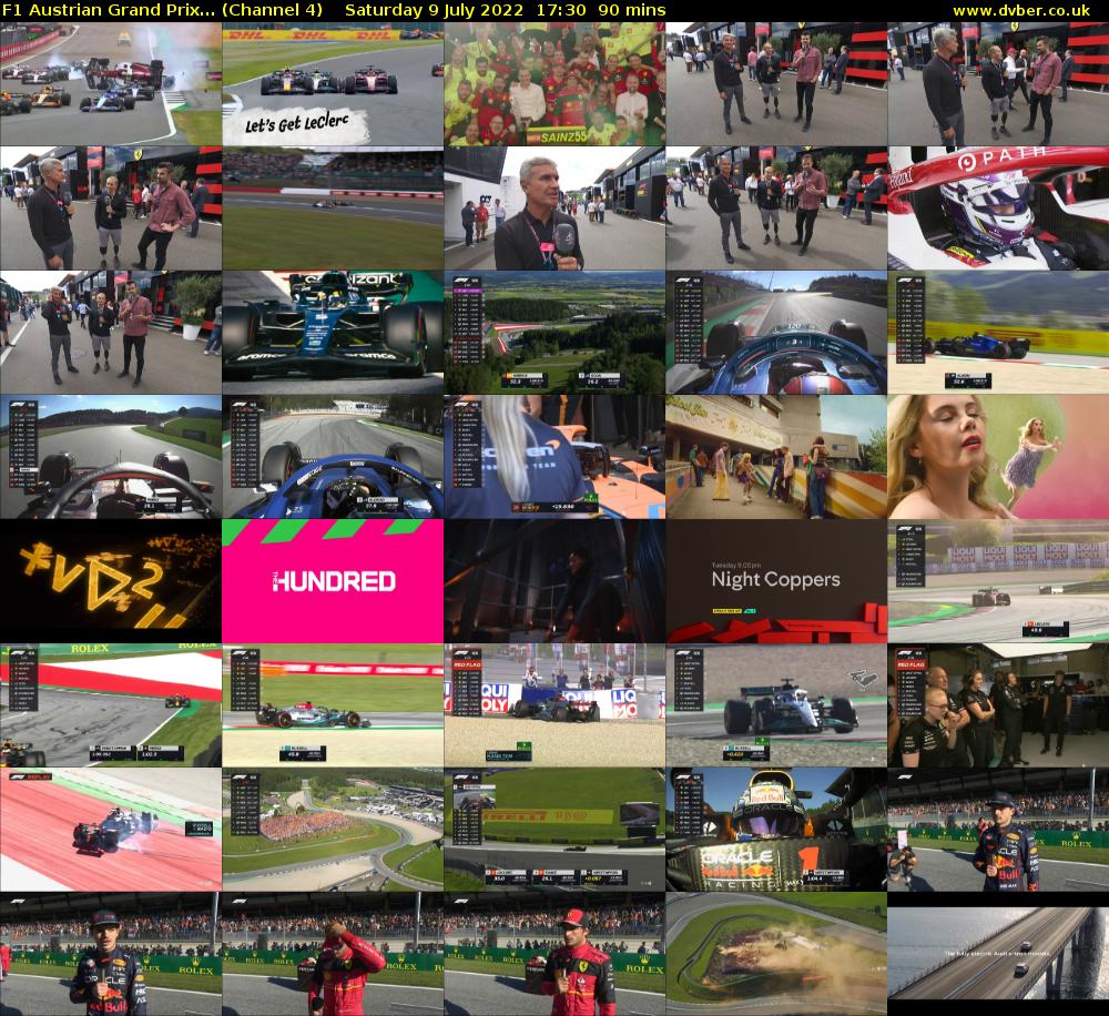F1 Austrian Grand Prix... (Channel 4) Saturday 9 July 2022 17:30 - 19:00