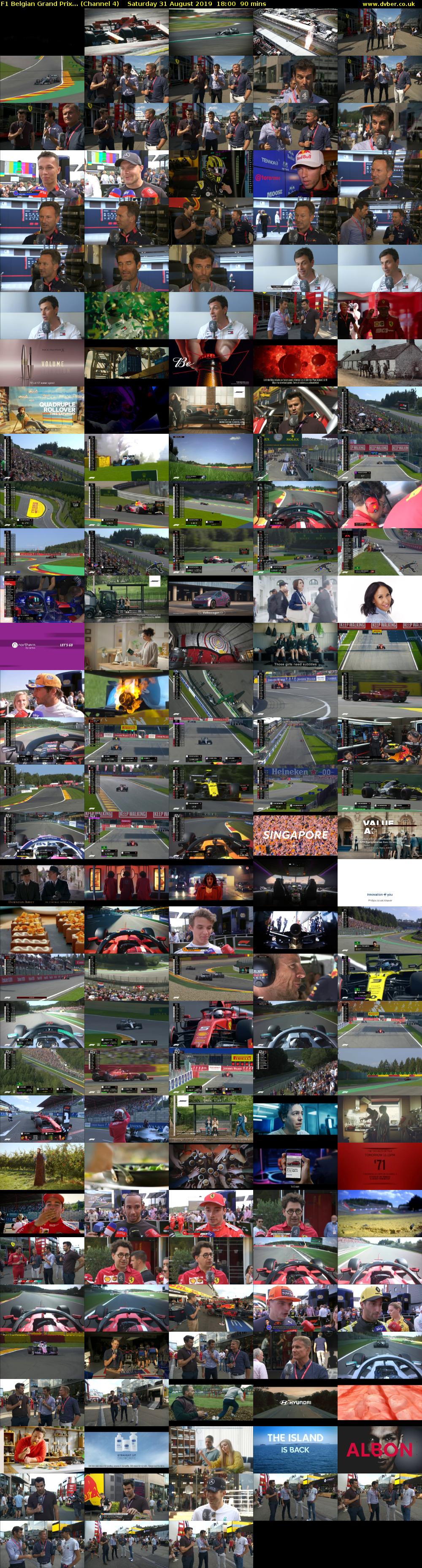 F1 Belgian Grand Prix... (Channel 4) Saturday 31 August 2019 18:00 - 19:30