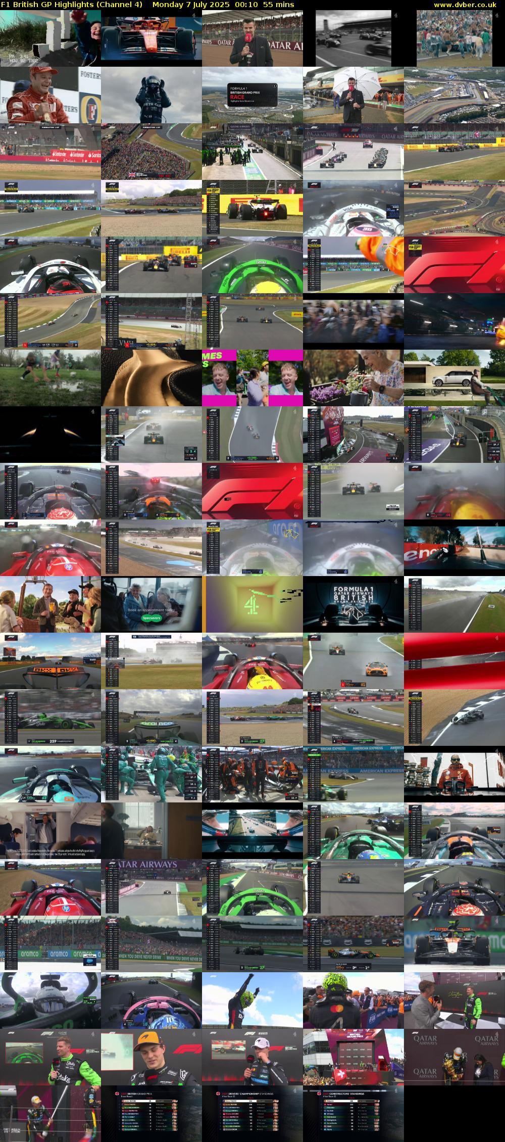 F1 British GP Highlights (Channel 4) Monday 7 July 2025 00:10 - 01:05