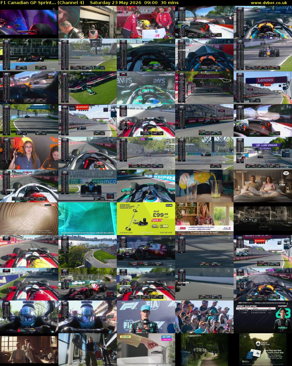 F1 Canadian GP Sprint... (Channel 4) Saturday 23 May 2026 09:00 - 09:30