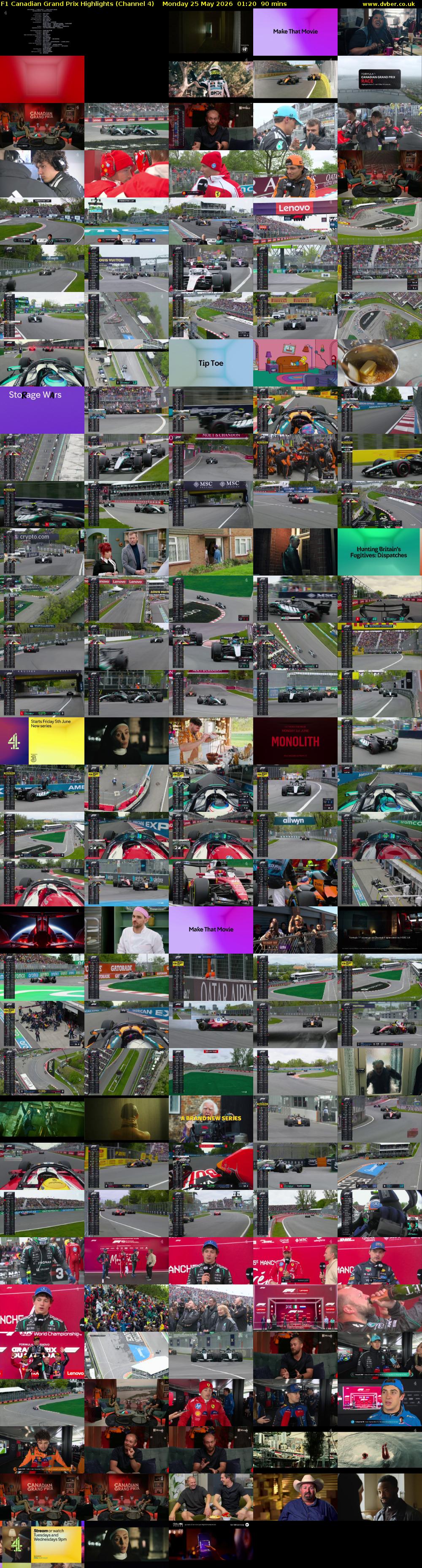 F1 Canadian Grand Prix Highlights (Channel 4) Monday 25 May 2026 01:20 - 02:50