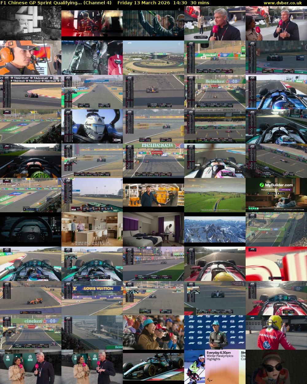 F1 Chinese GP Sprint Qualifying... (Channel 4) Friday 13 March 2026 14:30 - 15:00