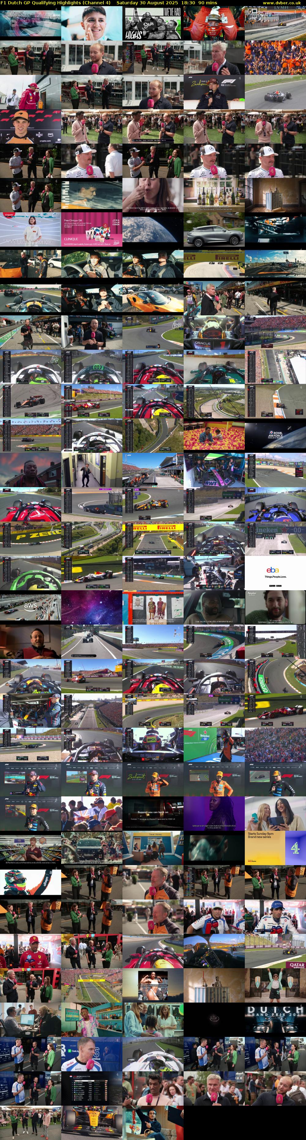 F1 Dutch GP Qualifying Highlights (Channel 4) Saturday 30 August 2025 18:30 - 20:00