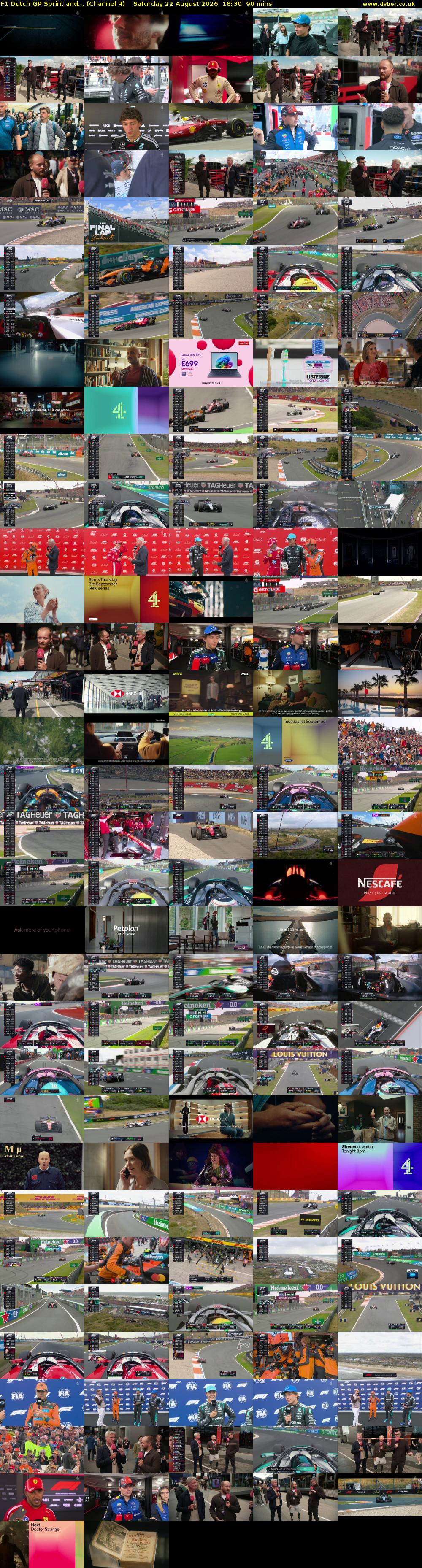 F1 Dutch GP Sprint and... (Channel 4) Saturday 22 August 2026 18:30 - 20:00