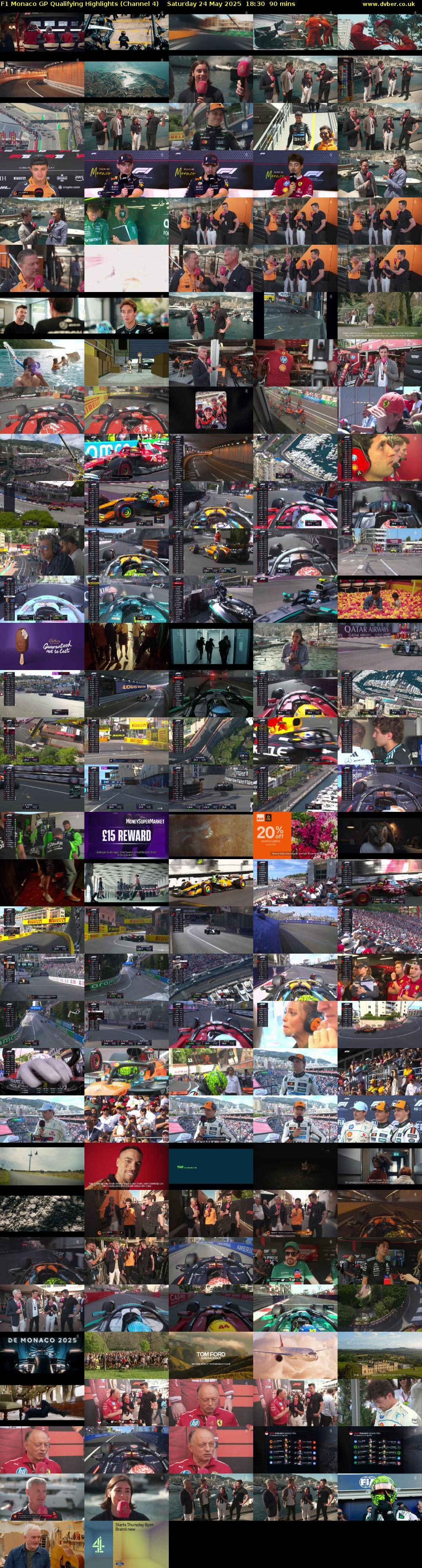 F1 Monaco GP Qualifying Highlights (Channel 4) Saturday 24 May 2025 18:30 - 20:00