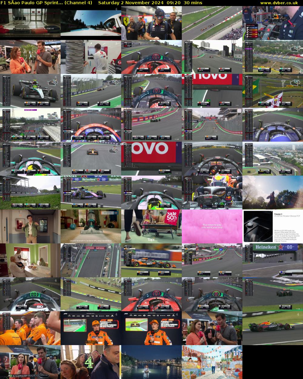 F1 SÄao Paulo GP Sprint... (Channel 4) Saturday 2 November 2024 09:20 - 09:50