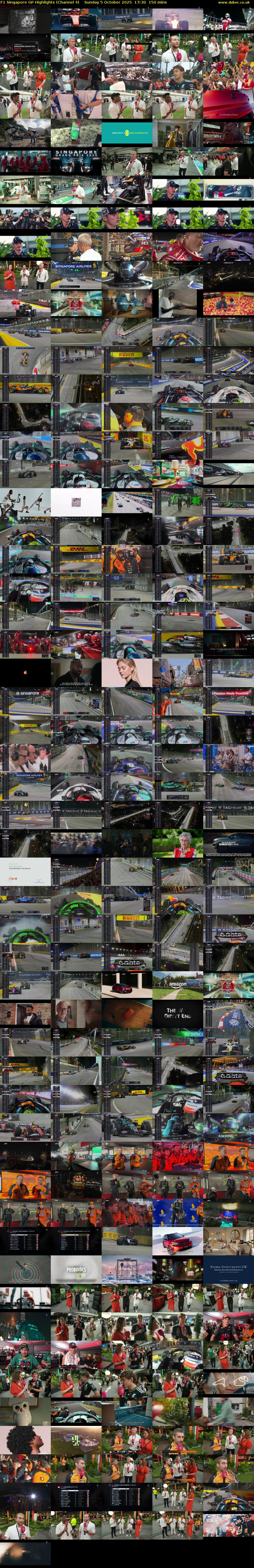 F1 Singapore GP Highlights (Channel 4) Sunday 5 October 2025 17:30 - 20:00