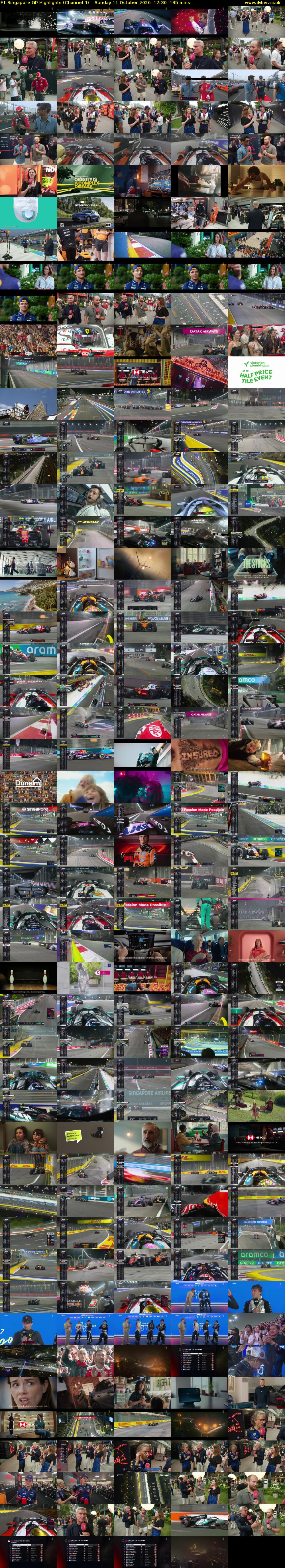 F1 Singapore GP Highlights (Channel 4) Sunday 11 October 2026 17:30 - 19:45