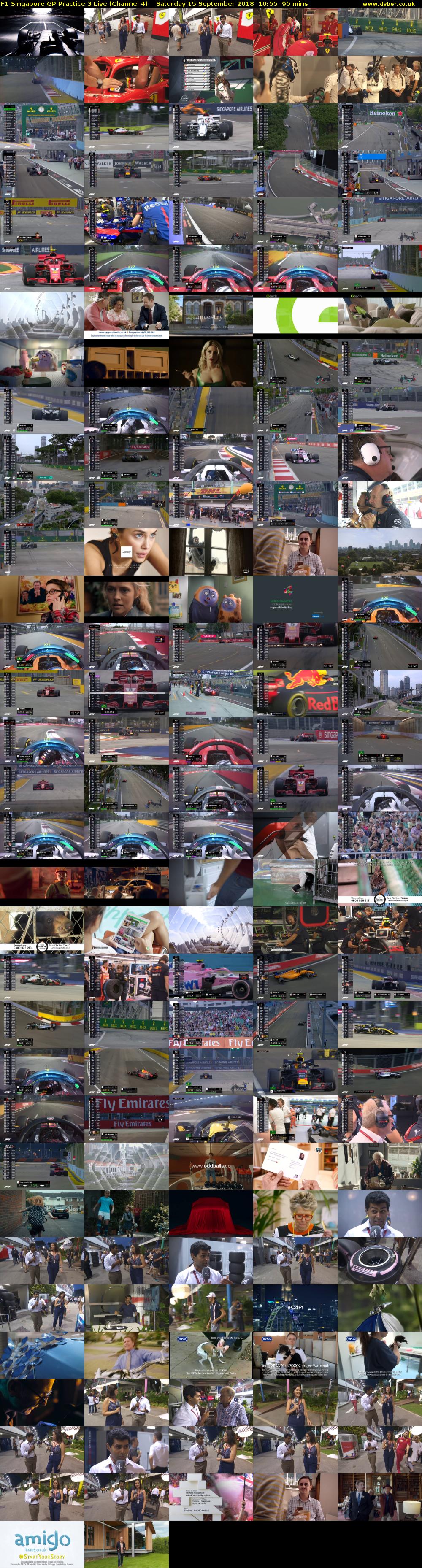 F1 Singapore GP Practice 3 Live (Channel 4) Saturday 15 September 2018 10:55 - 12:25