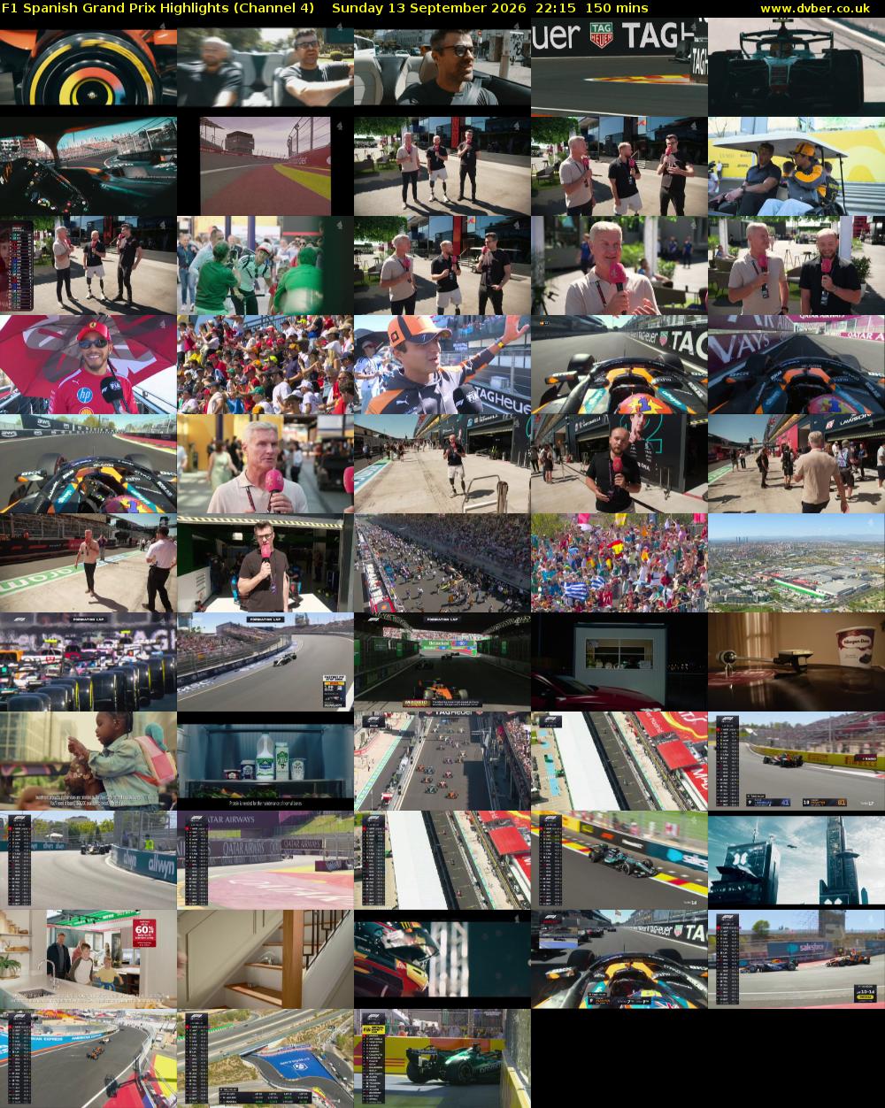 F1 Spanish Grand Prix Highlights (Channel 4) Sunday 13 September 2026 22:15 - 00:45