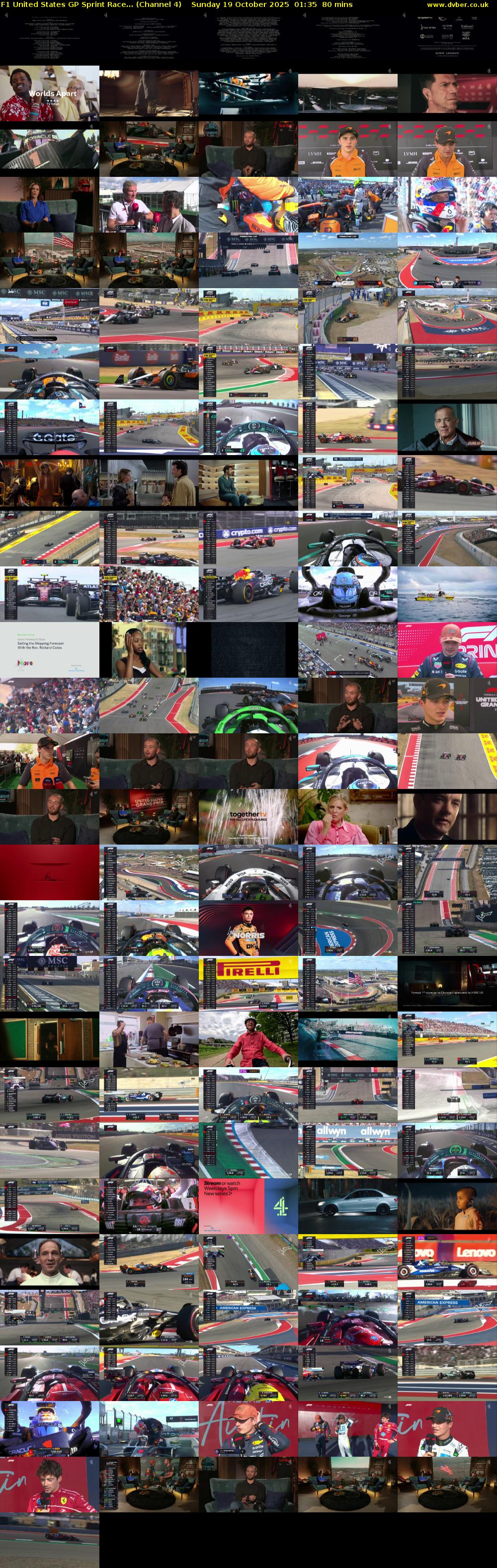 F1 United States GP Sprint Race... (Channel 4) Sunday 19 October 2025 01:35 - 02:55